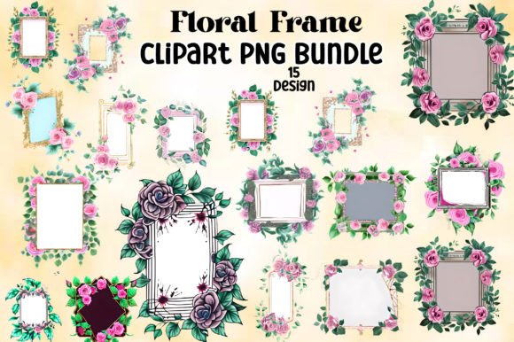 Download Floral Frame Clipart PNG Bundle - Floral frame Collection