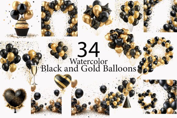 Download Black and Gold Balloons Clipart - Premium Resources