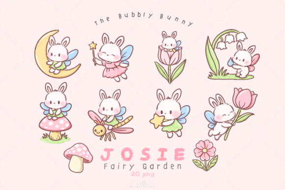 Download Kawaii Bunny Fairy Garden Clipart - Bunny Collection