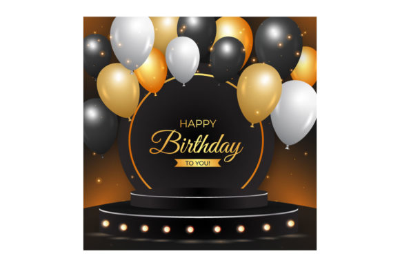 Download Birthday with 3D Podium and Balloons - Premium Resources