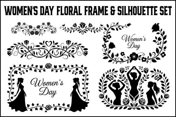 Download Women’s Day Floral Frame Silhouette Se - Floral frame Collection