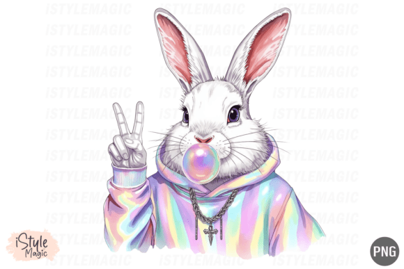 Download Easter Bunny Blowing Bubble Gum Png - Bunny Collection