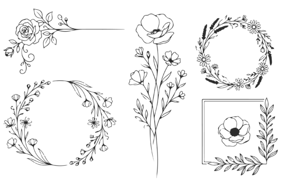 Download Set of Floral Frame and Decorative Icon - Floral frame Collection