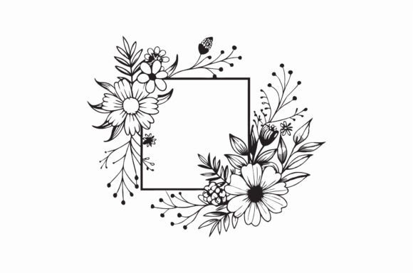 Download Minimalist Black and White Floral Frame - Premium Resources