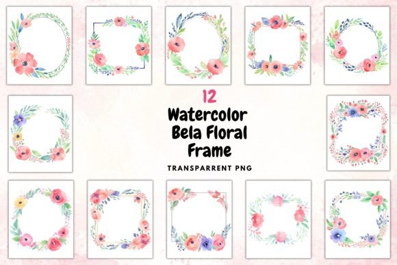 Download Watercolour Bela Floral Frame - Floral frame Collection