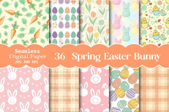 Download Spring Easter Bunny Seamless Patterns - Bunny Collection